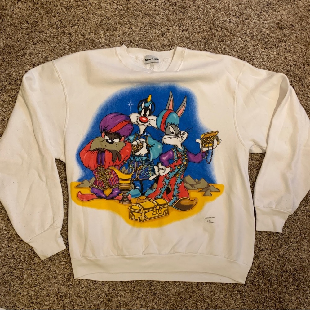Y2K Looney Tunes Vintage Crewneck Sweatshirt Taz Bugs Bunny Jerry Leigh